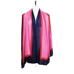 Issac Mizrahi Live! Print Scarf Pink & Blue Polka Dot Print A380423 NWT Vintage